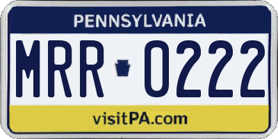 PA license plate MRR0222