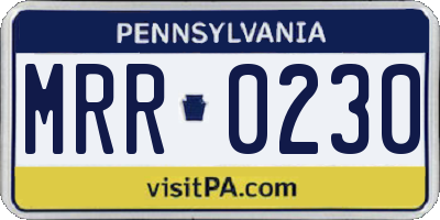 PA license plate MRR0230