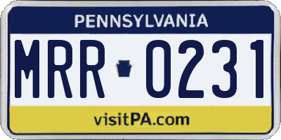 PA license plate MRR0231