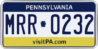 PA license plate MRR0232