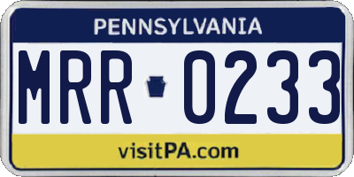PA license plate MRR0233