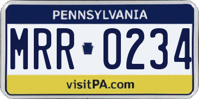 PA license plate MRR0234