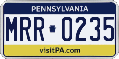 PA license plate MRR0235