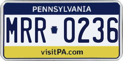 PA license plate MRR0236
