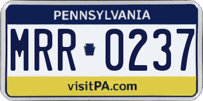 PA license plate MRR0237