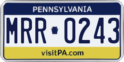 PA license plate MRR0243