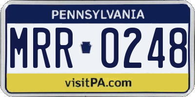 PA license plate MRR0248