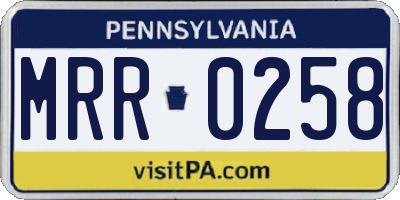 PA license plate MRR0258