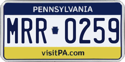 PA license plate MRR0259