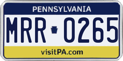 PA license plate MRR0265