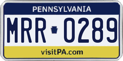 PA license plate MRR0289
