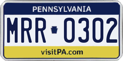 PA license plate MRR0302