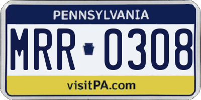 PA license plate MRR0308