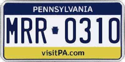 PA license plate MRR0310