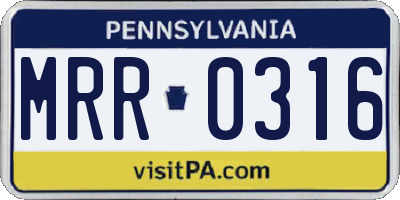 PA license plate MRR0316