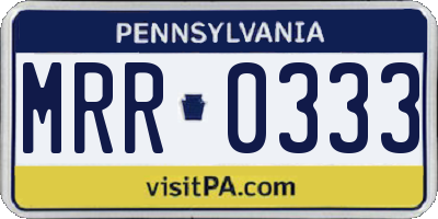 PA license plate MRR0333