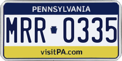 PA license plate MRR0335