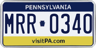 PA license plate MRR0340