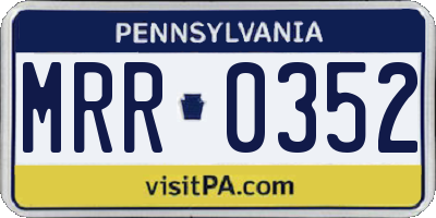 PA license plate MRR0352