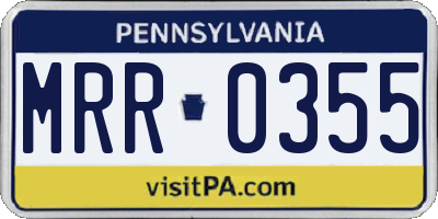 PA license plate MRR0355