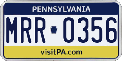 PA license plate MRR0356