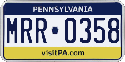 PA license plate MRR0358