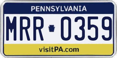 PA license plate MRR0359