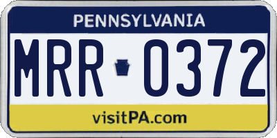 PA license plate MRR0372