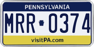 PA license plate MRR0374