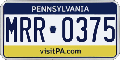 PA license plate MRR0375