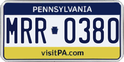 PA license plate MRR0380