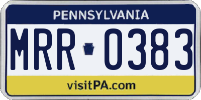 PA license plate MRR0383