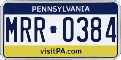 PA license plate MRR0384