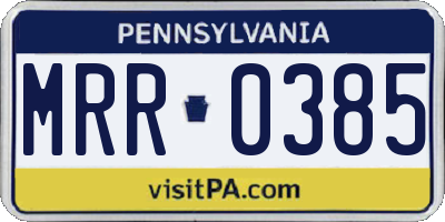 PA license plate MRR0385