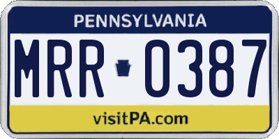 PA license plate MRR0387