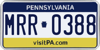 PA license plate MRR0388
