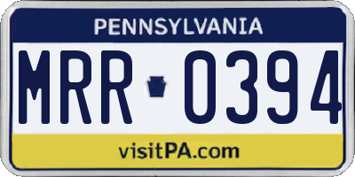 PA license plate MRR0394