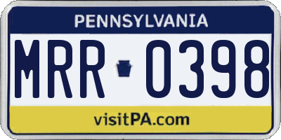 PA license plate MRR0398