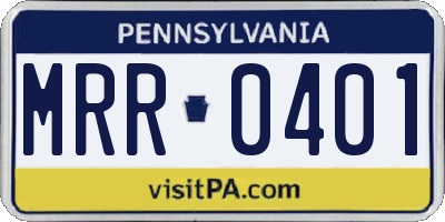PA license plate MRR0401
