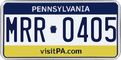 PA license plate MRR0405