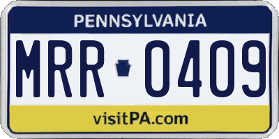 PA license plate MRR0409