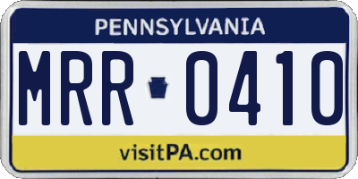 PA license plate MRR0410