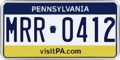 PA license plate MRR0412