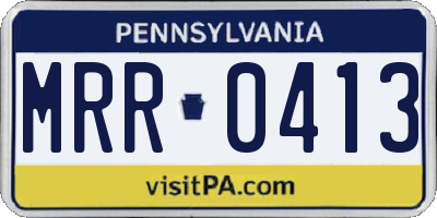 PA license plate MRR0413