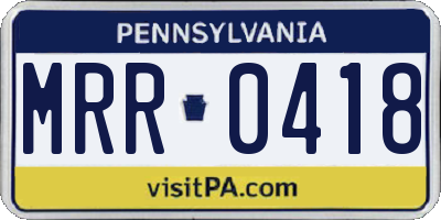 PA license plate MRR0418
