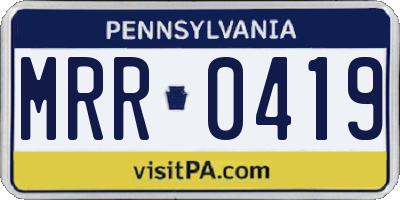 PA license plate MRR0419