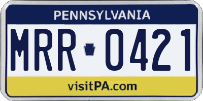 PA license plate MRR0421