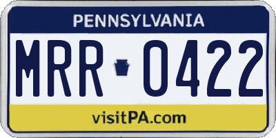 PA license plate MRR0422