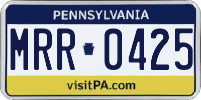 PA license plate MRR0425