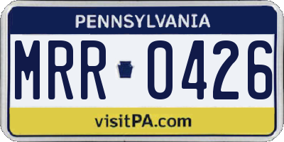 PA license plate MRR0426